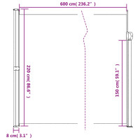 Produktbild för Infällbar sidomarkis vit 220x600 cm
