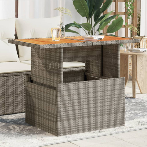 vidaXL Trädgårdsbord grå 100x55x73 cm konstrotting och akaciaträ