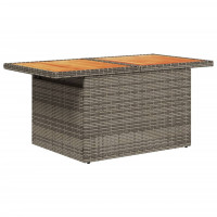 Produktbild för Trädgårdsbord grå 100x55x73 cm konstrotting och akaciaträ