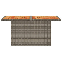 Produktbild för Trädgårdsbord grå 100x55x73 cm konstrotting och akaciaträ