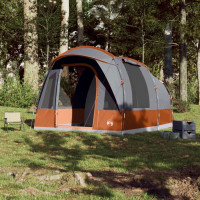Produktbild för Campingtält tunnel 3 personer grå och orange vattentätt