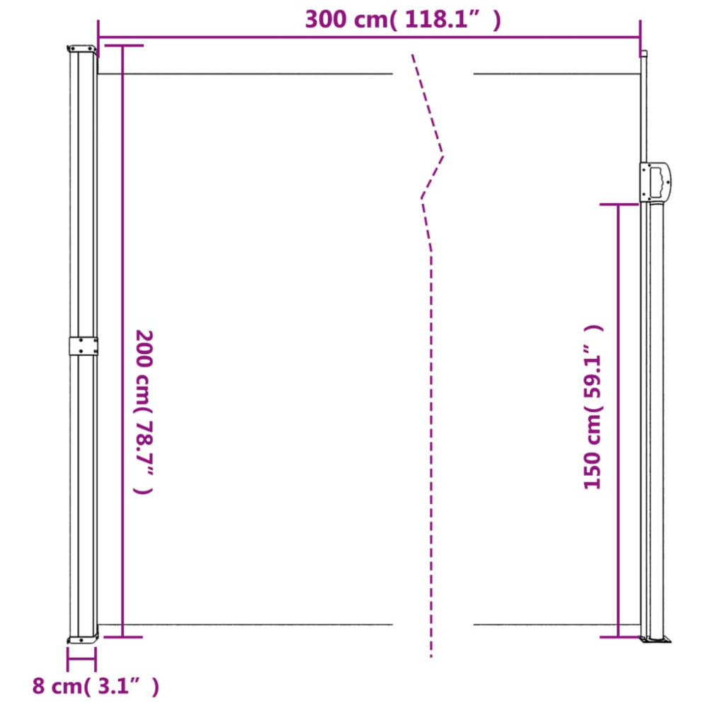Produktbild för Indragbar sidomarkis vit 200x300 cm
