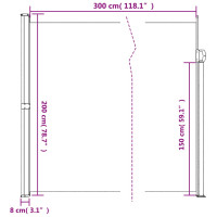 Produktbild för Indragbar sidomarkis vit 200x300 cm