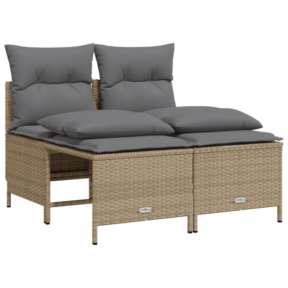 Produktbild för Soffgrupp för trädgård med dynor 4 delar beige konstrotting