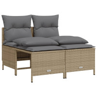 Produktbild för Soffgrupp för trädgård med dynor 4 delar beige konstrotting