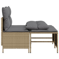 Produktbild för Soffgrupp för trädgård med dynor 4 delar beige konstrotting
