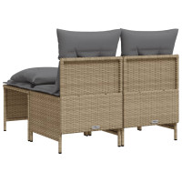 Produktbild för Soffgrupp för trädgård med dynor 4 delar beige konstrotting