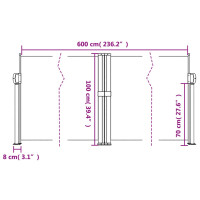 Produktbild för Infällbar sidomarkis mörkgrön 100x600 cm