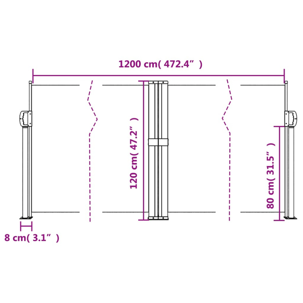 Produktbild för Infällbar sidomarkis terrakotta 120x1200 cm