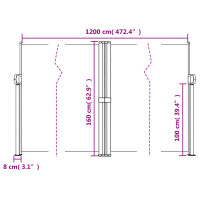 Produktbild för Infällbar sidomarkis taupe 160x1200 cm