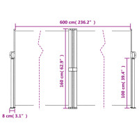 Produktbild för Infällbar sidomarkis beige 160x600 cm