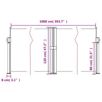 Produktbild för Infällbar sidomarkis taupe 120x1000 cm