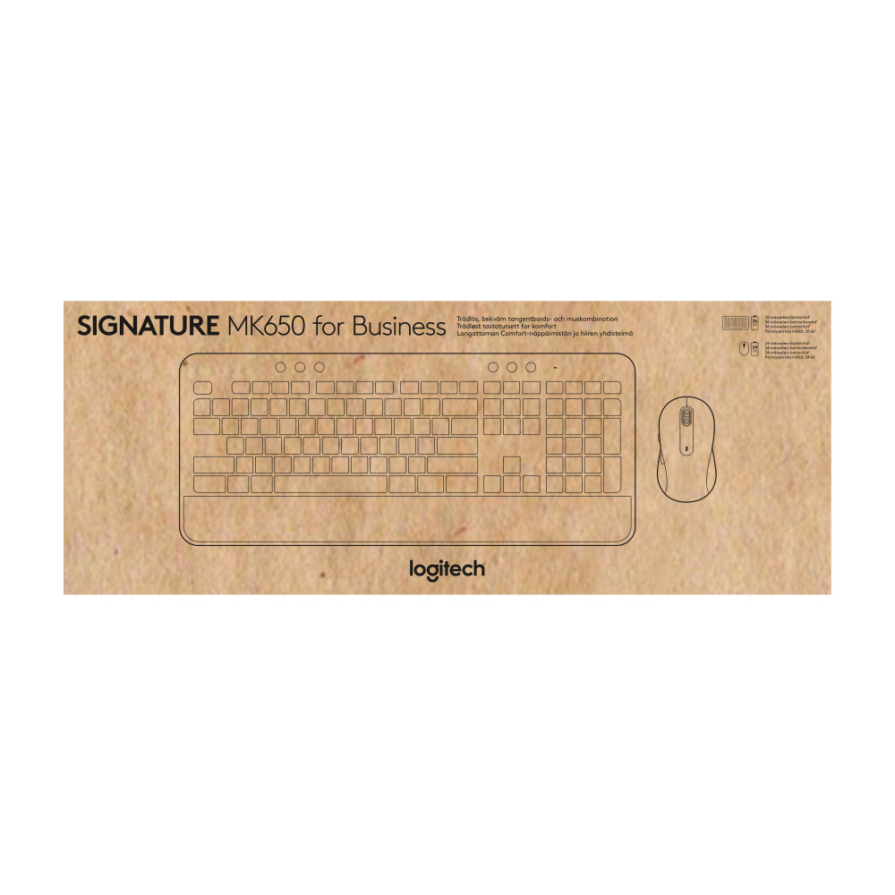 Produktbild för Logitech Signature MK650 Combo For Business tangentbord Mus inkluderad Bluetooth QWERTY Dansk, Finsk, Norsk, Svensk Vit