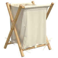 Produktbild för Tvättkorg gräddvit 45x55x63,5 cm bambu