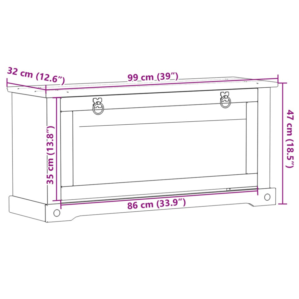 Produktbild för Skoskåp Corona 99x32x47 cm massiv furu