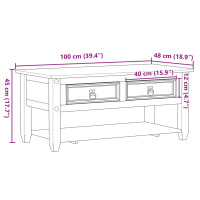 Produktbild för Soffbord med lådor Corona 100x48x45 cm massivt trä