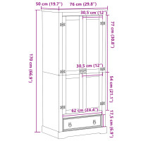 Produktbild för Garderob Corona 76x50x170 cm massiv furu