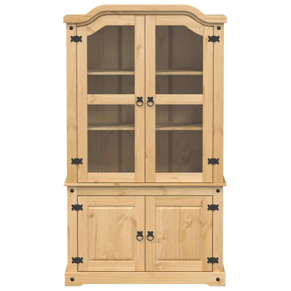Produktbild för Vitrinskåp med glasdörrar Corona 103,5x42x180 cm massiv furu