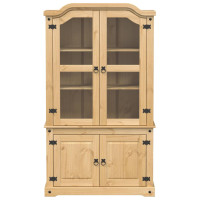Produktbild för Vitrinskåp med glasdörrar Corona 103,5x42x180 cm massiv furu