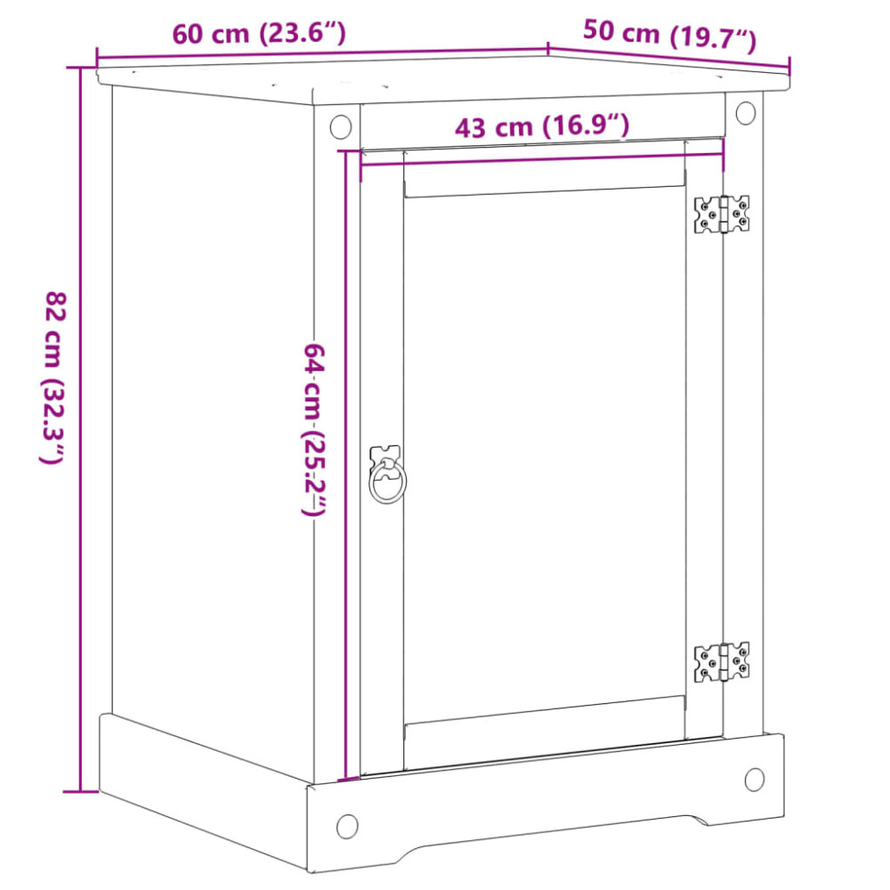 Produktbild för HiFi-skåp Corona 60x50x82 cm massiv furu