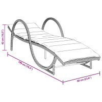 Produktbild för Solsäng med dyna grå 60x199x42 cm konstrotting