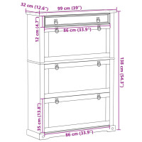 Produktbild för Skoskåp Corona 99x32x138 cm massiv furu