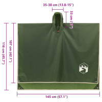 Produktbild för Regnponcho med huva 2-i-1 grön 223x145 cm