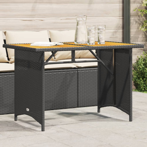 vidaXL Trädgårdsbord med träskiva svart 110x68x70 cm konstrotting