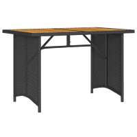 Produktbild för Trädgårdsbord med träskiva svart 110x68x70 cm konstrotting