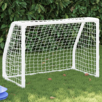 Produktbild för Barnfotbollsmål 2 st med boll vit 64x35x48 cm metall