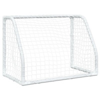 Produktbild för Barnfotbollsmål 2 st med boll vit 64x35x48 cm metall