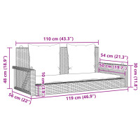 Produktbild för Gungbänk med dynor brun 119x56x48 cm konstrotting