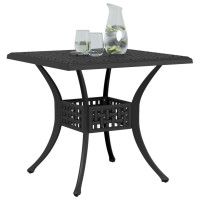 Produktbild för Trädgårdsbord svart 80x80x75 cm gjuten aluminium