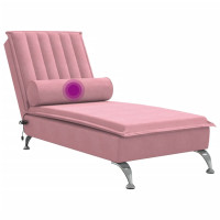 Produktbild för Massageschäslong med bolster rosa sammet