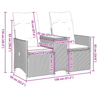 Produktbild för Trädgårdssoffa fällbar 2-sits med bord grå konstrotting