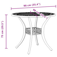 Produktbild för Trädgårdsbord brons Ø90x75 cm gjuten aluminium