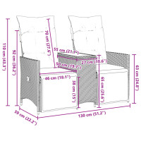 Produktbild för Trädgårdssoffa fällbar 2-sits med bord svart konstrotting