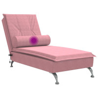 Produktbild för Massageschäslong med bolster rosa sammet