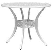 Produktbild för Trädgårdsbord vit Ø90x75 cm gjuten aluminium