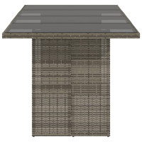 Produktbild för Trädgårdsbord med glasskiva grå 190x80x75 cm konstrotting