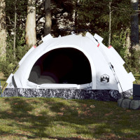 Produktbild för Campingtält 4 personer vit mörkläggningstyg snabbrest
