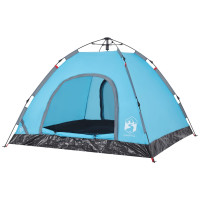 Produktbild för Campingtält 3 personer blå snabbrest