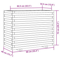 Produktbild för Odlingslåda vaxbrun 90x40x72 cm massiv furu