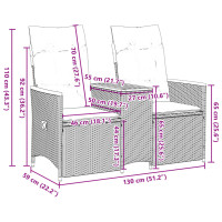 Produktbild för Trädgårdssoffa fällbar 2-sits med bord grå konstrotting