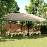 Produktbild för Pop-Up hopfällbart partytält 580x292x315 cm taupe