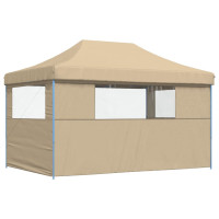 Produktbild för Pop-Up hopfällbart partytält med 3 sidoväggar beige