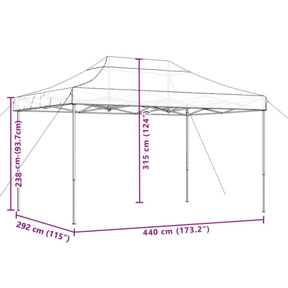 Produktbild för Pop-Up hopfällbart partytält 440x292x315 cm terrakotta