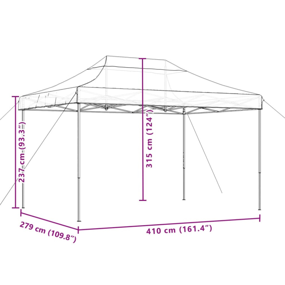 Produktbild för Pop-Up hopfällbart partytält 410x279x315 cm vinröd