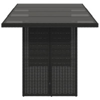 Produktbild för Trädgårdsbord med glasskiva svart 190x80x75 cm konstrotting