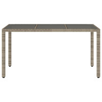Produktbild för Trädgårdsbord med glasskiva grå 150x90x75 cm konstrotting